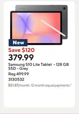 Staples Samsung S10 Lite Tablet - 128 GB SSD - Grey offer