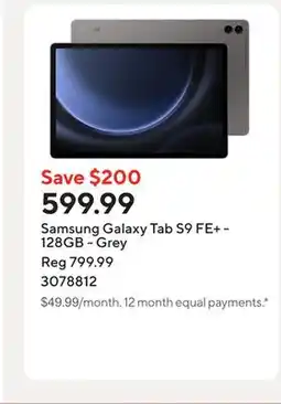 Staples Samsung Galaxy Tab S9 FE+ - 128GB - Grey offer