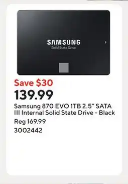 Staples Samsung 870 EVO 1TB 2.5 SATA III Internal Solid State Drive - Black offer