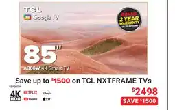 Visions Electronics TCL 85 A300W 4K Smart TV offer