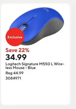 Staples Logitech Signature M550 L Wireless Mouse - Blue offer