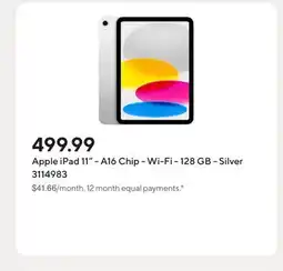 Staples Apple iPad 11 - A16 Chip - Wi-Fi - 128 GB - Silver offer
