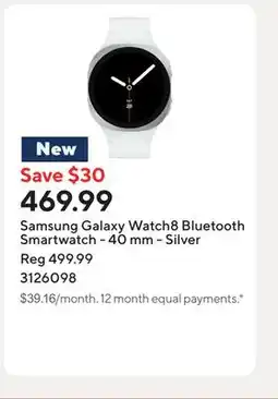 Staples Samsung Galaxy Watch8 Bluetooth Smartwatch - 40 mm - Silver offer