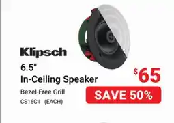 Visions Electronics Klipsch 6.5 In-Ceiling Speaker offer