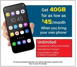 Visions Electronics get 40GB for as low as $45/month When you Bring your Own Phone offer