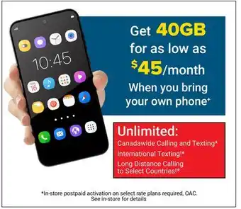 Visions Electronics get 40GB for as low as $45/month When you Bring your Own Phone offer