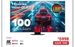 Visions Electronics Hisense 100 mini-QLED U88QG 4K Smart TV offer