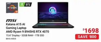 Visions Electronics Katana A15 AI Gaming Laptop AMD Ryzen 9 8945HS RTX 4070 offer