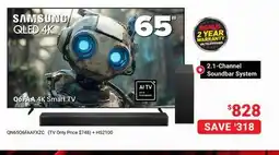 Visions Electronics 65 SAMSUNG QLED Q6FAA 4K Smart TV + 2.1-Channel Soundbar System offer