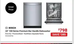 Visions Electronics BOSCH 24 100 Series Premium Bar Handle Dishwasher offer
