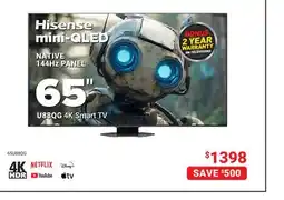 Visions Electronics Hisense mini-QLED NATIVE 144Hz PANEL 65 offer