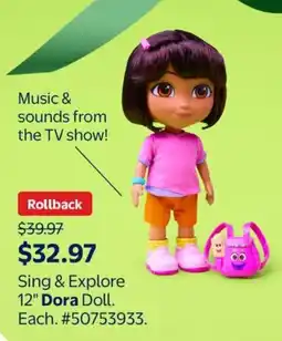 Walmart Sing & Explore 12" Dora Doll offer