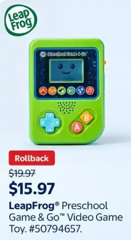 Walmart LeapFrog Preschool Game & Go Video Game Toy offer