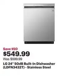 Best Buy LG 24 50dB Built-In Dishwasher (LDFN3432T) - Stainless Steel offer