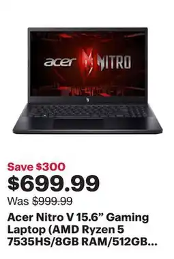 Best Buy Acer Nitro V 15.6 Gaming Laptop (AMD Ryzen 5 7535HS/8GB RAM/512GB SSD/RTX3050/Windows 11) offer
