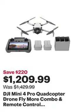Best Buy DJI Mini 4 Pro Quadcopter Drone Fly More Combo & Remote Control with Built-in Screen offer
