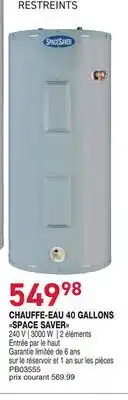 Matério CHAUFFE-EAU 40 GALLONS SPACE SAVER offer