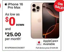 Visions Electronics iPhone 16 Pro Max AppleCare + offer