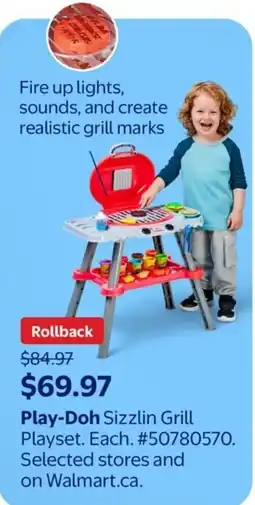 Walmart Play-Doh Sizzlin Grill Playset. Each. #50780570. Selected stores and offer