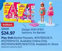 Walmart Play-Doh Barbie Playsets offer