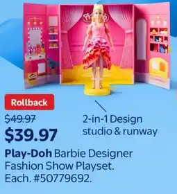 Walmart Play-doh barbie designer fashion show playset offer
