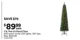 Michaels 7 ft. Pre-Lit Pencil Tree offer