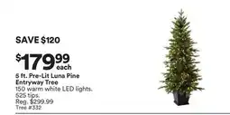 Michaels 5 ft. Pre-Lit Luna Pine entryway Tree offer