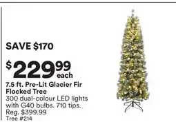 Michaels 7.5 ft. Pre-Lit Glacier Fir Flocked Tree offer