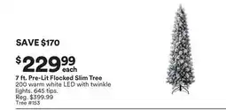 Michaels 7 ft. Pre-Lit Flocked Slim Tree offer