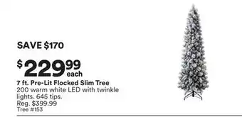 Michaels 7 ft. Pre-Lit Flocked Slim Tree offer