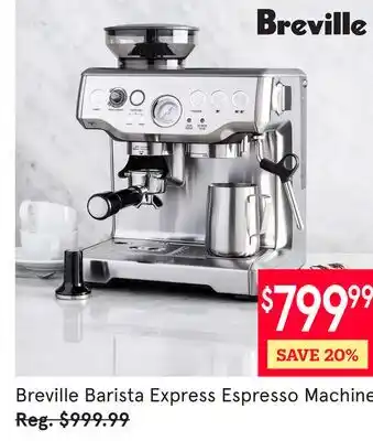 Kitchen Stuff Plus Breville Barista Express Espresso Machine offer