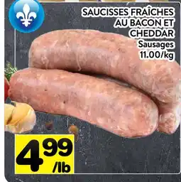 Supermarché PA SAUCISSES FRAÎCHES AU BACON ET CHEDDAR | Sausages offer