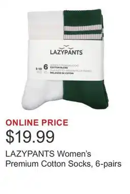 Costco LAZYPANTS Women's Premium Cotton Socks, 6-pairs offer