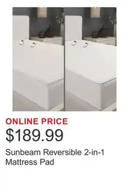 Costco Sunbeam Reversible 2-in-1 Mattress Pad offer