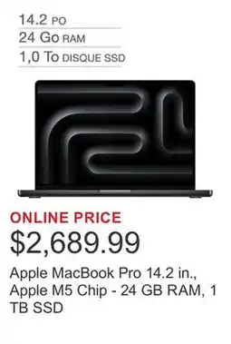 Costco Apple MacBook Pro 14.2 in., Apple M5 Chip - 24 GB RAM, 1 TB SSD offer
