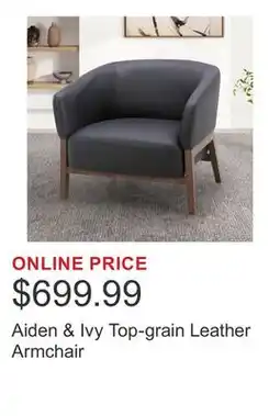 Costco Aiden & Ivy Top-grain Leather Armchair offer
