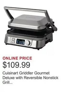 Costco Cuisinart Griddler Gourmet Deluxe with Reversible Nonstick Grill and Griddle Plates offer