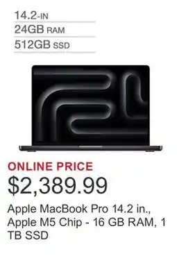 Costco Apple MacBook Pro 14.2 in., Apple M5 Chip - 16 GB RAM, 1 TB SSD offer