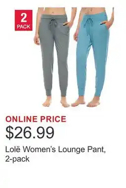 Costco Lolë Women's Lounge Pant, 2-pack offer