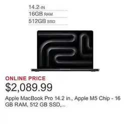 Costco Apple MacBook Pro 14.2 in., Apple M5 Chip - 16 GB RAM, 512 GB SSD, Silver offer
