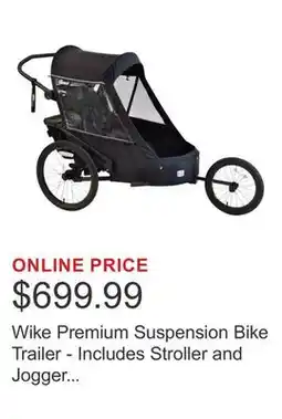 Costco Wike Premium Suspension Bike Trailer - Includes Stroller and Jogger Kits offer