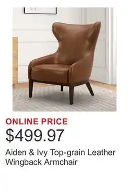Costco Aiden & Ivy Top-grain Leather Wingback Armchair offer