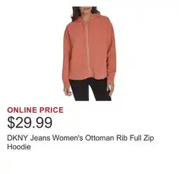 Costco DKNY Jeans Women's Ottoman Rib Full Zip Hoodie offer