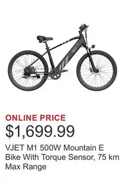 Costco VJET M1 500W Mountain E Bike With Torque Sensor, 75 km Max Range offer