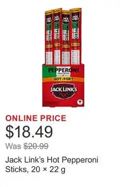 Costco Jack Link's Hot Pepperoni Sticks, 20 × 22 g offer