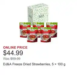 Costco DJ&A Freeze Dried Strawberries, 5 × 100 g offer