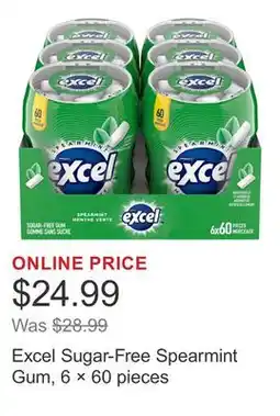 Costco Excel Sugar-Free Spearmint Gum, 6 × 60 pieces offer