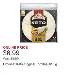 Costco Oroweat Keto Original Tortillas, 615 g offer