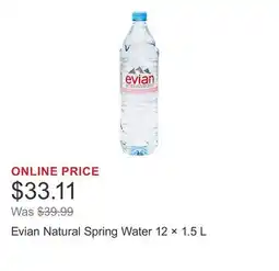 Costco Evian Natural Spring Water 12 × 1.5 L offer