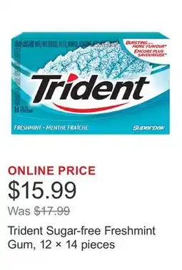 Costco Trident Sugar-free Freshmint Gum, 12 × 14 pieces offer